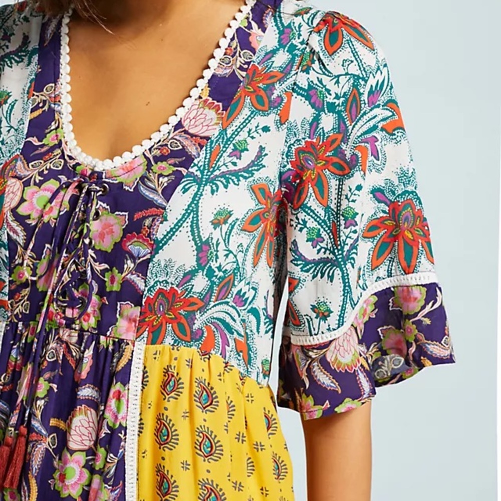 Anthropologie Lilka Patchwork Babydoll Dress - Picture 4 of 11